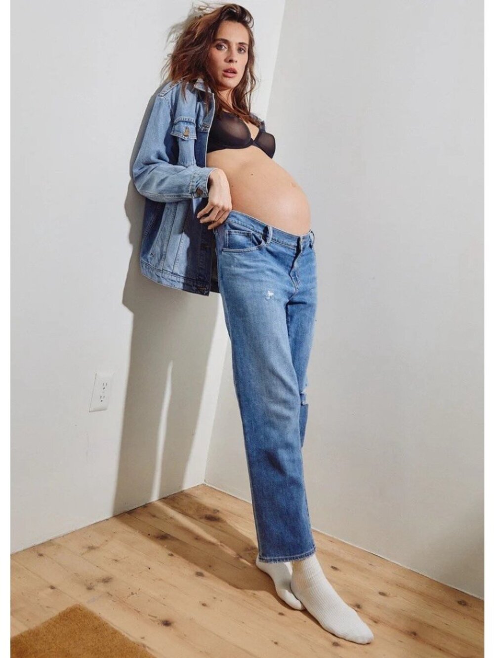 Current Elliot x Hatch Jeans Womens Blue The Boyfriend Maternity Destroyed 27